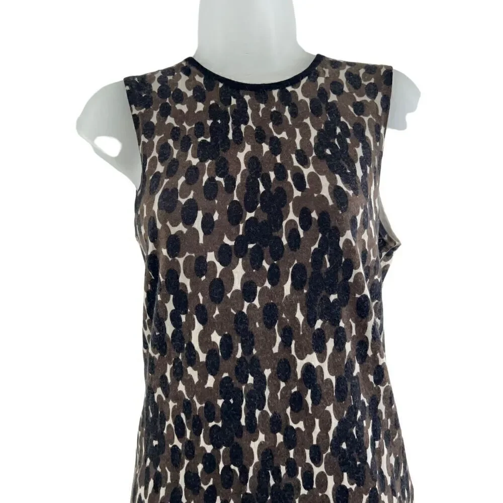 Tory Burch Tank Top Size Small Sleeveless Career 100% Merino Wool Leopard Print